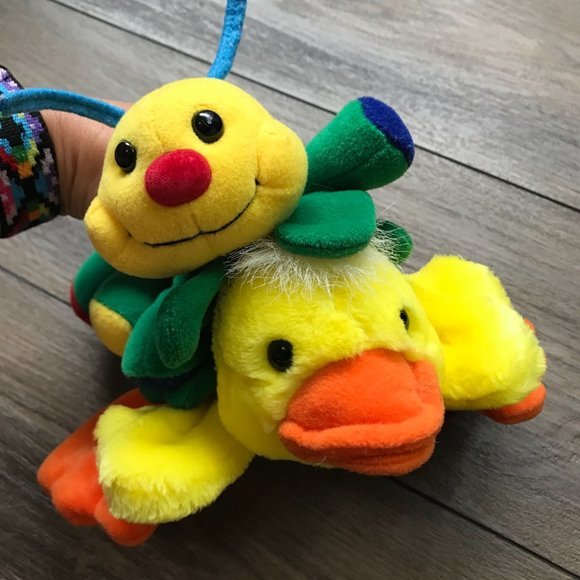 Plush Creations Vintage Multicolored Caterpillar and Duck Glove Hand Puppets 9" - Picture 2 of 6